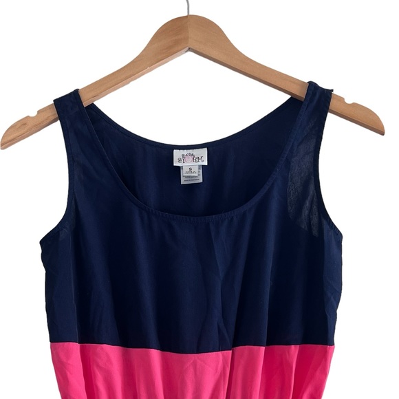 Sweet Storm | Navy/Pink striped sleeveless maxi dress sundress size small - Picture 4 of 9